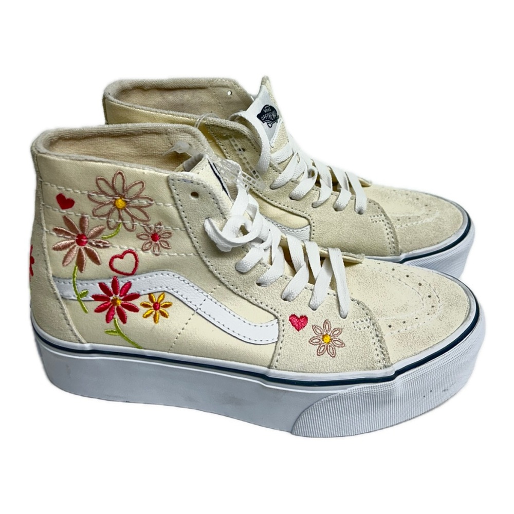 Vans Cream High-Top Embroidered Sk8-Hi Stackform 9.5 Womens